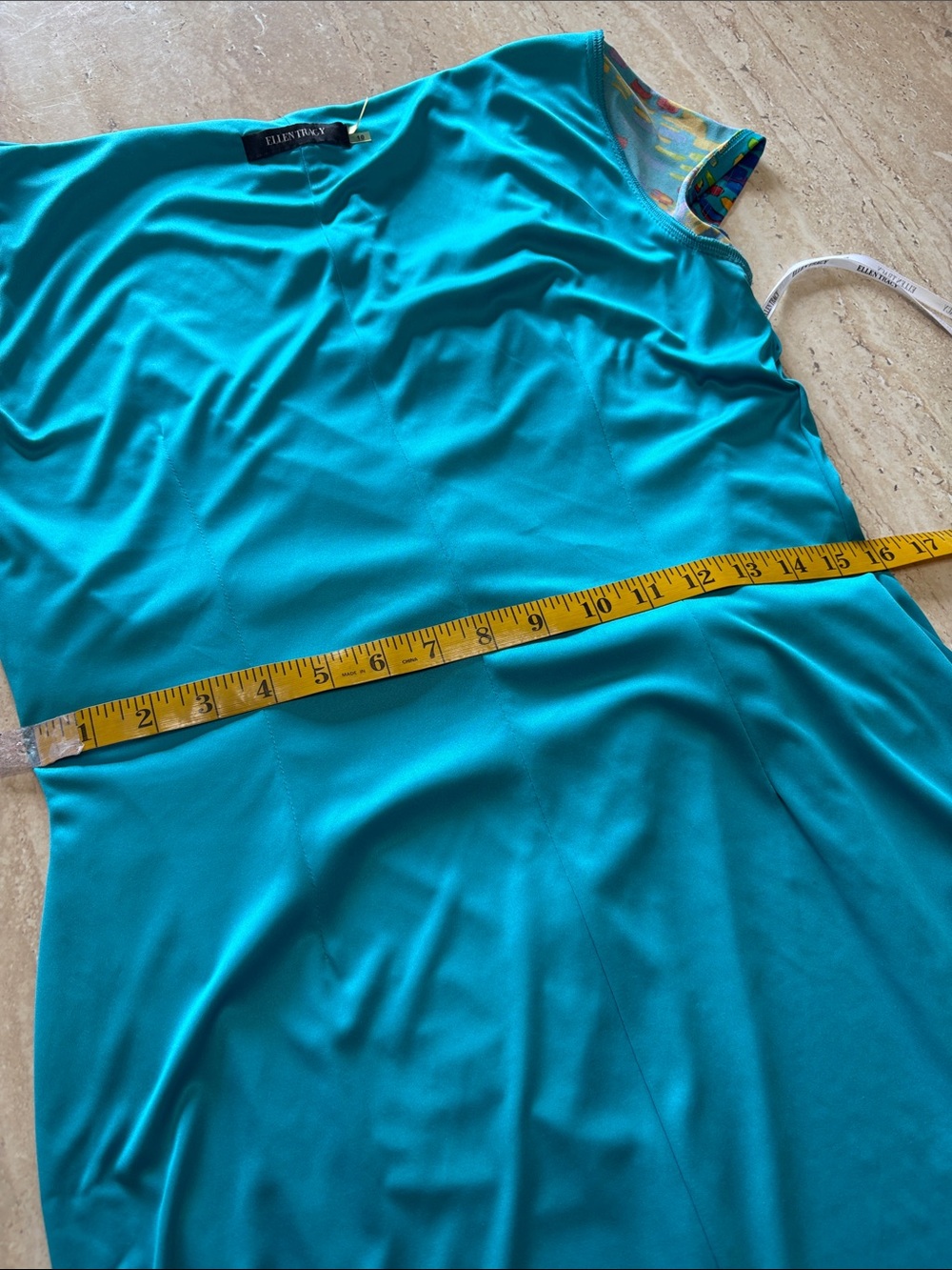 NWOT Ellen Tracy Teal colorful dress - Picture 8 of 10